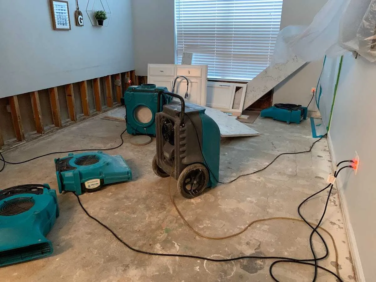 Dehumidifier in flood-cut room for Water Damage Restoration in Dunmore